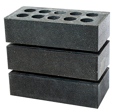 Картинка Кирпич - Гиперпрессованный кирпич Облицовочный одинарный магма : М-200 размером 120x250x65. Цвет черный, производство ЛИТОС 