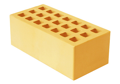 Картинка Кирпич - Облицовочный кирпич Облицовочный Полуторный : М-175 размером 120x250x88. Цвет желтый, производство Воротынский кирпичный завод 