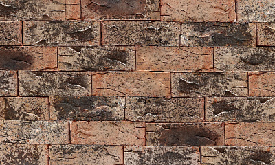 Картинка Кирпич - Ручная формовка Облицовочный Ручной формовки : М-150 размером 102x215x65. Цвет баварская кладка, производство Воротынский кирпичный завод 