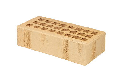 Картинка Кирпич - Облицовочный кирпич Облицовочный пустотелый : М-150 размером 120x250x65. Цвет желтый, производство Губский кирпичный завод 
