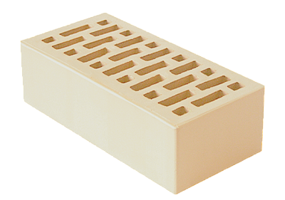 Картинка Кирпич - Облицовочный кирпич Облицовочный Полуторный : М-150 размером 120x250x88. Цвет белый, производство Новомосковский кирпичный завод 