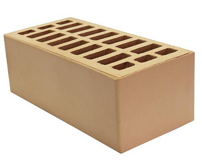 Картинка Кирпич - Облицовочный кирпич Облицовочный Полуторный : М-150 размером 120x250x88. Цвет желтый, производство Белкерамика Кирпичный Завод 