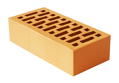 Картинка Кирпич - Облицовочный кирпич Облицовочный Одинарный : М-150 размером 120x250x65. Цвет желтый, производство Новомосковский кирпичный завод 